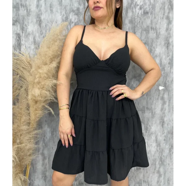 Vestido Feminino Elegante Alcinha Soltinho Curto Com Bojo Rodado boho chic romântico Festa estiloso. - Imagem 2