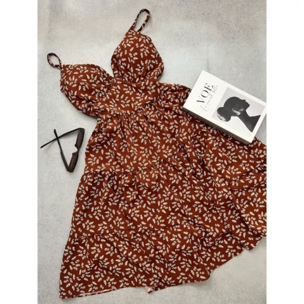 Vestido Feminino Elegante Alcinha Soltinho Curto Com Bojo Rodado boho chic romântico Festa estiloso. - Imagem 3