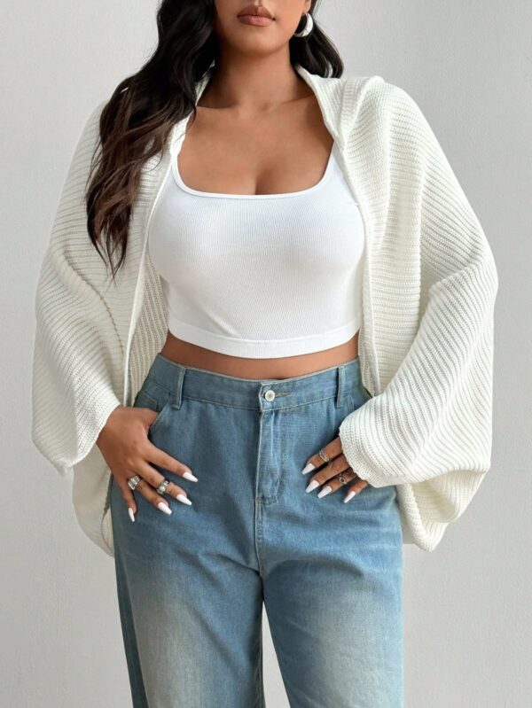 Calvaya Cardigan com Capuz de Manga Morcego e Cor Sólida - Imagem 3