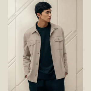 jaqueta masculina em suede leve hering